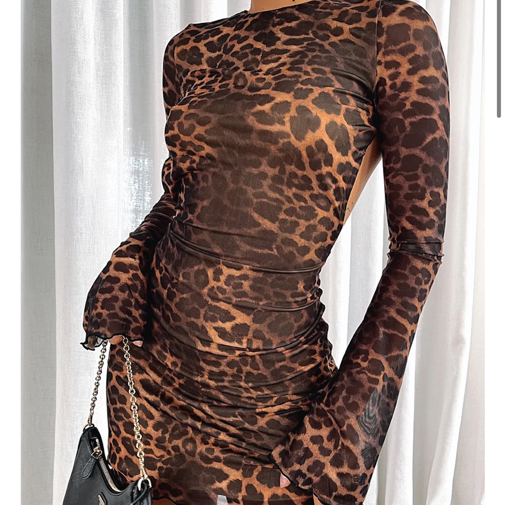 Like new white fox boutique indulge me mini dress leopard